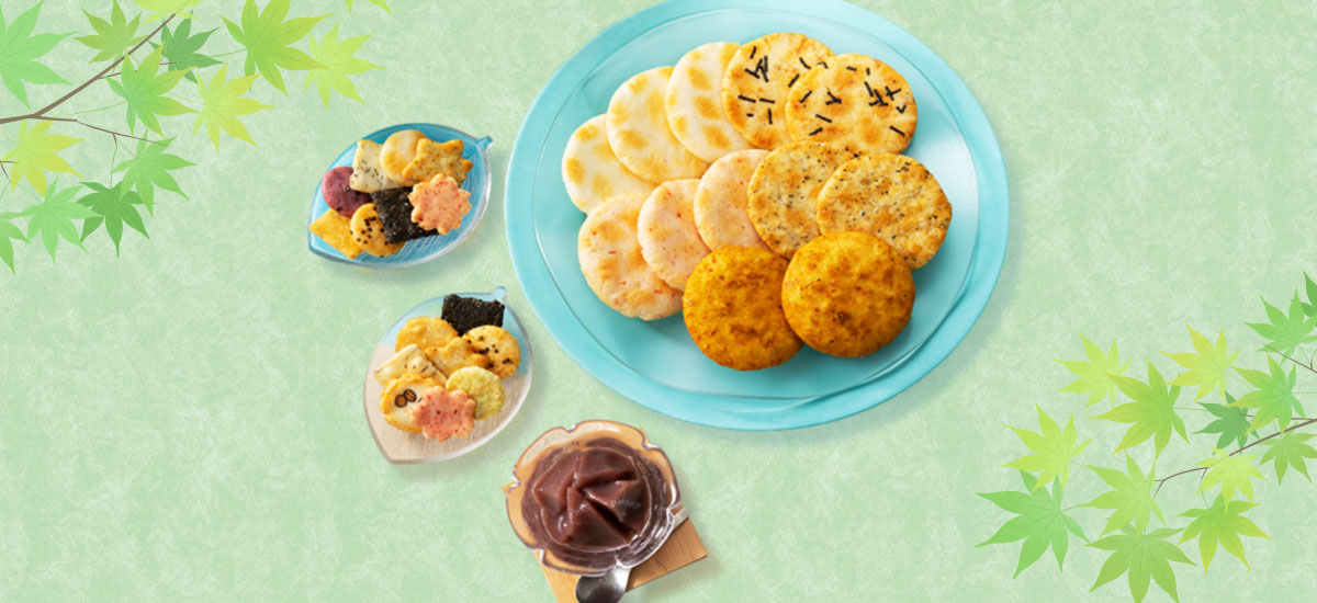 【夏季限定】涼風つづり 化粧箱K (あられ12袋＆水羊羹2個)